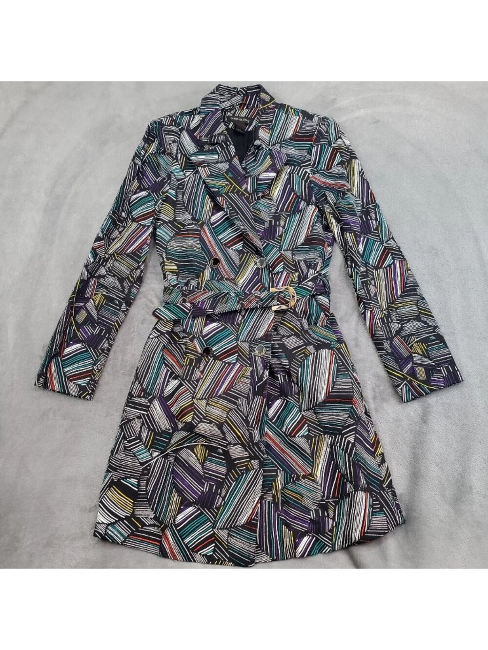 Duro Olowu Collab JCP Stripe Print Long Sleeve Trench Coat Sz S 100% Cotton NEW